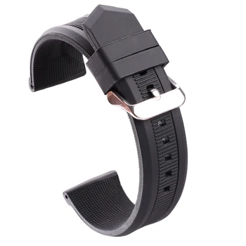 Ремешок для часов из силиконовой резины HENGRC 22 мм, высококачественный Мягкий Спортивный Дайвинг, Черный, Оранжевый, красный, Модные ремешки для часов, Металлическая пряжка