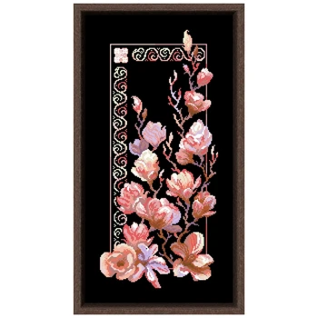 Розовые цветы набор для вышивания крестом цветочный узор дизайн 18ct 14ct 11ct черный холст Вышивка крестиком DIY рукоделие