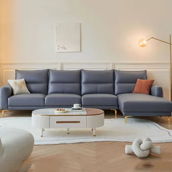 Роскошные диваны для гостиной Современные секционные кожаные диваны для гостиной синего цвета Confort Nordic Модульные Европейские диваны Para Sala Home