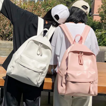 Рюкзаки большой емкости, Новая модная сумка для ноутбука, рюкзак из искусственной кожи, Модный студенческий рюкзак, однотонная школьная сумка для девочки