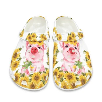 Садовые сабо Beliodome Sunflower Pig Design, повседневные нескользящие быстросохнущие сандалии, летняя противоскользящая пляжная обувь для женщин