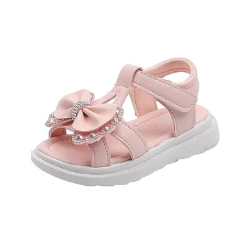 Сандалии для девочек, детские модельные туфли с открытым носком и ремешком на щиколотке, свадебная вечеринка для малышей, обувь принцессы, Модная детская обувь