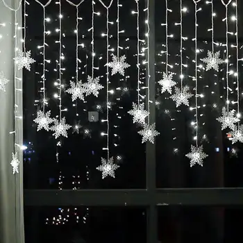 Светильники в виде снежинок и сосулек, лампа для штор, уличное Рождественское украшение, светодиодная гирлянда, освещение для фестиваля, свадьбы, вечеринки