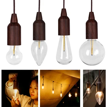 Светодиодные винтажные подвесные фонари с выдвижной лампочкой, люстра, уличные фонари для кемпинга, украшение для палатки, 80ЛМ, ночник, лампа