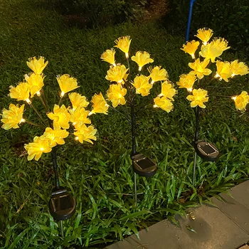 Светодиодный фонарь на солнечной энергии, 2 режима, садовая лампа для газона в форме цветка, IP65 Водонепроницаемый для наружного освещения дворовой дорожки