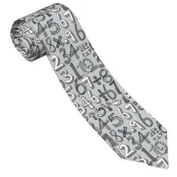 Серебряный галстук Math Doodle Мужчины Женщины Полиэстер 8 см Подарок учителю Галстуки для мужчин Тонкие Широкие Костюмы Аксессуары