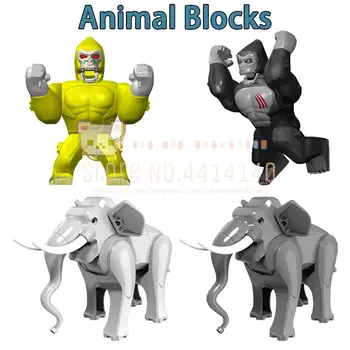 Серия животных Гориллы, слоны, Модельные строительные блоки, креативная фигурка MOC, сборочные кирпичи, развивающие игрушки для детей в подарок