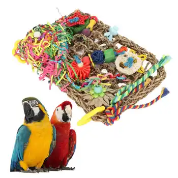 Сетка для лазания попугаев, устойчивая к укусам, красочный гамак для лазания, сплетенный из морских водорослей, игрушки для кормления птиц с