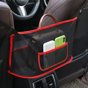Сетчатый карман для автомобиля, Универсальный сетчатый органайзер на спинке сиденья, держатель сумки, сумка для хранения мелочей, Сетчатый барьер для заднего сиденья