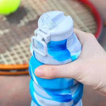 Силиконовая бутылка для воды Удобная уличная бутылка Герметичная для пополнения запасов воды Для пеших прогулок на открытом воздухе Расширяемая бутылка для питья