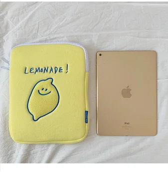 Симпатичный защитный чехол для планшета с вышивкой в виде лимонных букв, сумка для планшета, сумка для ноутбука, желтая плоская сумка для хранения 11/13/15 дюймов