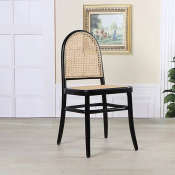 Скандинавская Средневековая гостиная из массива дерева и ротанга С простой спинкой, Красный обеденный стул для ресторана, мебель для дома Muebles