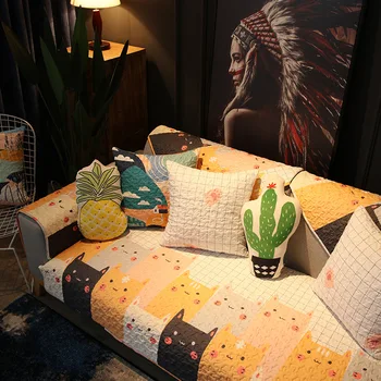 Скандинавская хлопок все сезоны универсальный диван полотенце мультфильм животных шаблон нескользящие диван крышка
