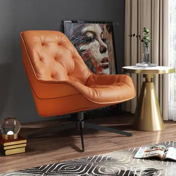 Скандинавский вращающийся одноместный стул, легкое роскошное кожаное повседневное кресло tiger, дизайнерская гостиная, постмодернистский ленивый диван