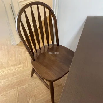 Скандинавский обеденный стул для кухни со спинкой с мечом Виндзорский стул Ретро Простой стул для отдыха из массива дерева со спинкой Стулья Мебель для дома