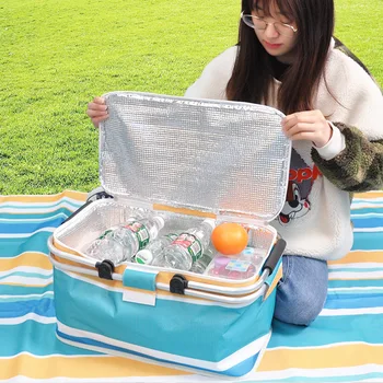 Складная сумка для пикника, сумка для хранения на открытом воздухе, тепловая корзина, утолщенный изоляционный пакет со льдом, корзина для льда, корзина для пикника