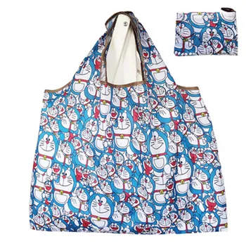 Складная хозяйственная сумка Doraemon, нейлоновая складная эко-сумка, сумка для мальчиков и девочек, модная сумка для хранения, сумка через плечо