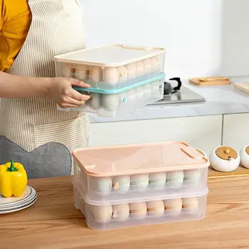Складываемый ящик для хранения яиц в холодильнике для яиц на кухне с напоминанием о дате, большая емкость, прозрачная коробка на 24 сетки с крышкой