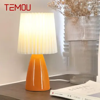 Современная настольная лампа TEMOU из светодиодной керамики, креативный Оранжевый настольный светильник, декор для дома, гостиной, прикроватной тумбочки в спальне
