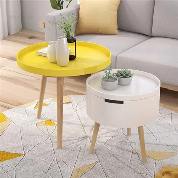 Современные пластиковые круглые журнальные столики, простая мебель для дома, креативный столик для гостиной, прикроватный столик, комбинированный журнальный столик