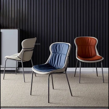 Современные простые кожаные обеденные стулья для кухонной мебели, домашнего минималистичного ресторана, рабочего стула со спинкой, обеденного стула для отдыха