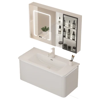 Современный минималистичный шкаф для ванной комнаты, Керамическая комбинация шкафов для умывальника целиком