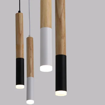 Современный Подвесной светильник из дерева мощностью 7 Вт для столовой, гостиной, кухни, магазина, бара, кафе, подвесной светильник с длинной трубкой, украшение для дома