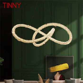 Современный подвесной светильник TINNY Creative Золотая роскошная люстра из светодиодного хрусталя для гостиной Спальни