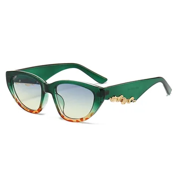Солнцезащитные очки с градиентом в стиле панк, очки с кошачьим глазом, мужские и женские Винтажные солнцезащитные очки с металлическим дизайном, роскошные очки Y2k Trend Eyewear