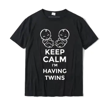 Сохраняйте спокойствие, у меня будут близнецы, футболка для беременных, мужские футболки на день рождения, хлопковые футболки Cosie