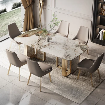Сочетание итальянского глянцевого обеденного стола и стула rockboard, современный простой прямоугольный стол для переговоров, обеденный стол