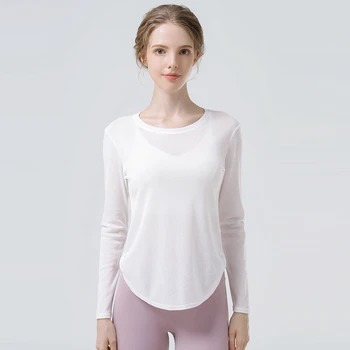 Спортивная блузка Женская Прозрачная Одежда для занятий йогой, Пилатесом, женская Спортивная рубашка 2023 года, Женская одежда Haut Femme Poleras Mujer