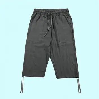 Стильные повседневные брюки, облегающие мужские шорты с завязками, широкие свободные летние брюки