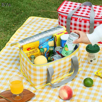Сумка для пикника, портативный термоизолированный холодильник, большая походная сумка для ланча, водонепроницаемая коробка из алюминиевой пленки с утолщением на открытом воздухе