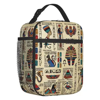 Термоизолированная сумка для ланча с иероглифами Древнего Египта, Египетский символ, Многоразовая сумка для ланча для школы, многофункциональная коробка для еды