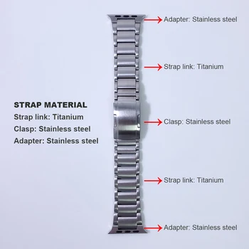 Титан + металлический ремешок из нержавеющей стали для Apple Watch Band Luxury Series 5 6 SE Браслет-линк iWatch 44 мм 42 мм 40 Ремешок для часов