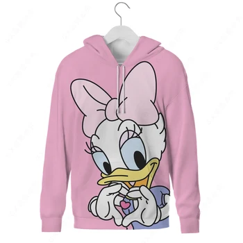 Толстовка Disney Donald Duck Kawaii, осенне-зимний пуловер, толстовка с капюшоном, толстовка с анимацией 90-х, уличный повседневный топ для девочек