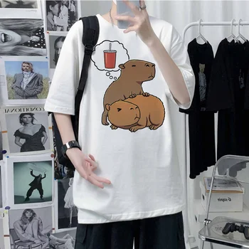 топ capibara, мужская японская футболка, мужская уличная одежда из аниме