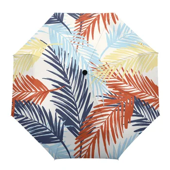 Тропические Абстрактные пальмовые листья, открытый Ветрозащитный зонт от дождя, Полностью автоматический, с восемью нитями, для мужчин и женщин, большие зонты, зонтик