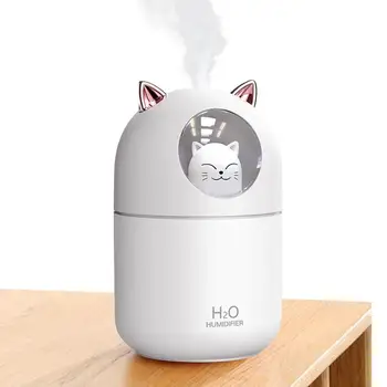 Увлажнители воздуха для спальни, 300 мл, аромадиффузоры в форме кошки для эфирных масел, USB Настольный увлажнитель воздуха с ночником для растений