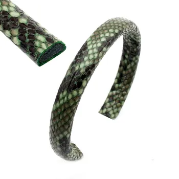 Узор из зеленой змеиной кожи шириной 10 мм Шнуры из лакричной кожи 10 мм x 6 мм PU с воловьей кожей