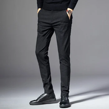 Уличная мужская мода, повседневный костюм, брюки, Весна-осень, однотонная приталенная Корейская мужская одежда, Новые широкие прямые брюки