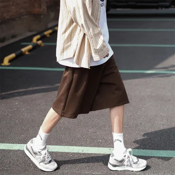 Уличные шорты мужские Летние Тонкие повседневные прямые брюки бренда Five Minutes Tide Коричневого, черного, хаки цвета M-3XL