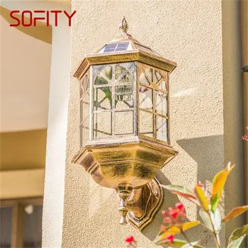 Уличный солнечный ретро-настенный светильник SOFITY LED Водонепроницаемый классический бра для украшения крыльца дома