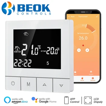 Умный Wifi термостат Beok Tuya, Регулятор температуры для водяного/электрического газового котла с подогревом пола, работает с Alexa Google Home