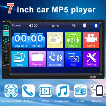 Универсальное автомобильное радио 7-дюймовый 2Din FM-модулятор Стереоприемник Поддержка камеры заднего вида Аудиоплеер Bluetooth Mirror Link MP5