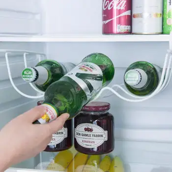 Универсальный винный стеллаж для холодильника, винная витрина, Металлический держатель для бутылок в холодильнике вмещает 3 бутылки пива для напитков, подходит для большинства стеллажей