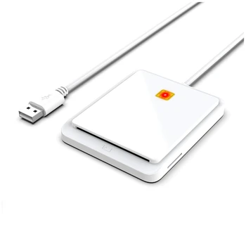 Устройство для чтения смарт-карт USB 2.0, устройство для чтения SIM-карт, дизайн с двумя слотами для карт памяти для Windows Linux, белый