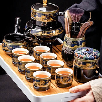 Фарфоровый Китайский Чайный Сервиз Горшок Кружки Чайник Полуавтоматический Gaiwan Tea Set Luxury Maker Vintage Juego De Te для Заваривания Чая AB50TS