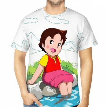 Хайди, Девушка из Альпийской реки, Мужские Ретро-футболки из Полиэстера С короткими рукавами, Harajuku, Футболка С 3D-принтом И Круглым вырезом, Уличная одежда